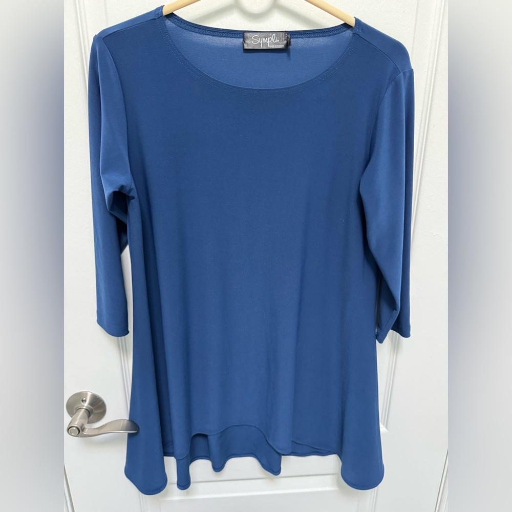 Sympli Blue Women's Top, Blue, Size 8, 3/4 Sleeve
